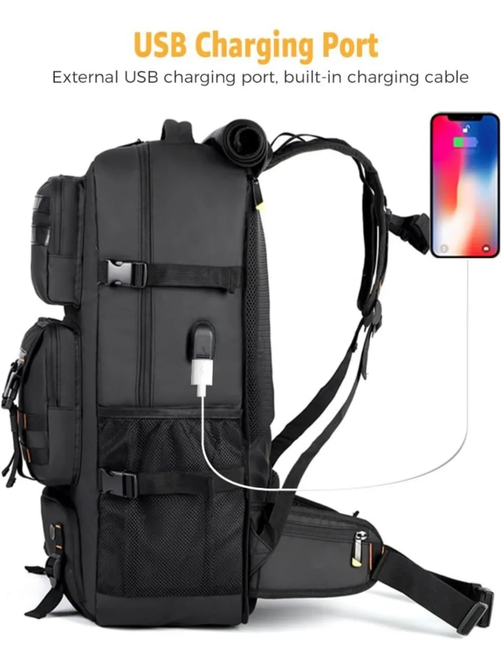 50L Travel Backpack & Duffle Bag - Flight Approved, Laptop Compartment, USB Port